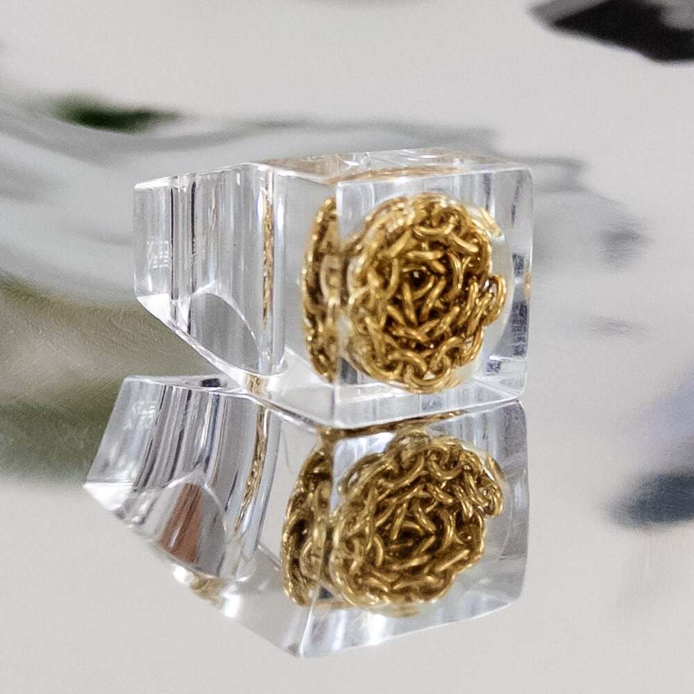 Vintage Siv Lagerström Sweden Lucite Statement Ring with‎ Gold Chain Link Inlay